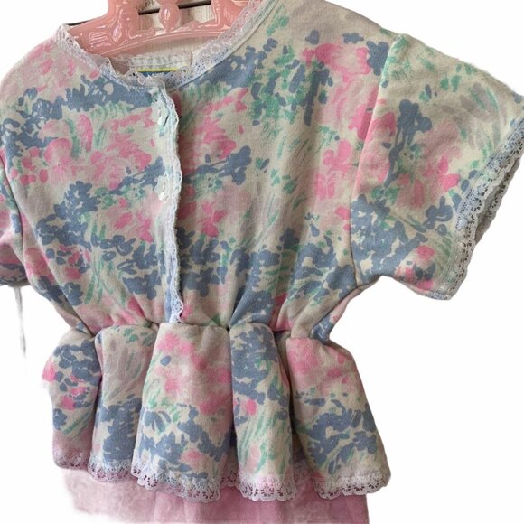 Vintage Novelty Retro Floral Print Lace Bubble Romper 18 Months - Picture 8 of 8